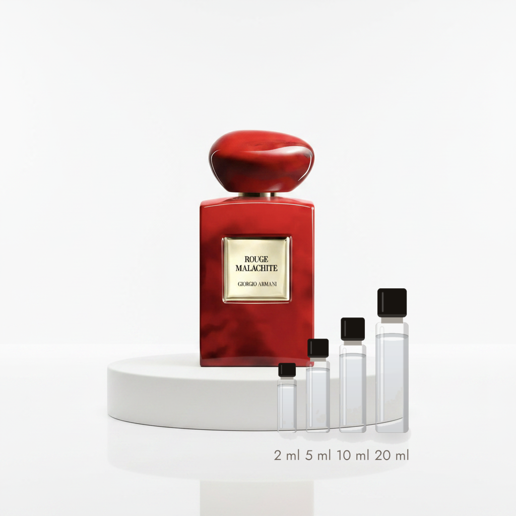 Giorgio Armani Rouge Malachite – Abfüllungen in 2, 5, 10 und 20 ml vor dem Originalflakon