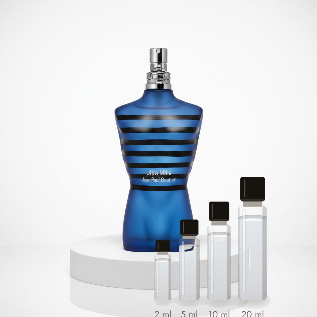 Jean Paul Gaultier Ultra Mâle – Abfüllungen in 2, 5, 10 und 20 ml vor dem Originalflakon