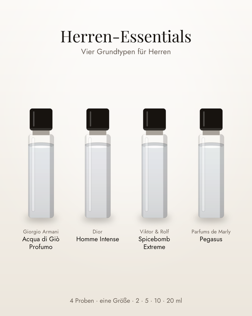 Herren-Essentials – vier Parfumproben in einer Größe