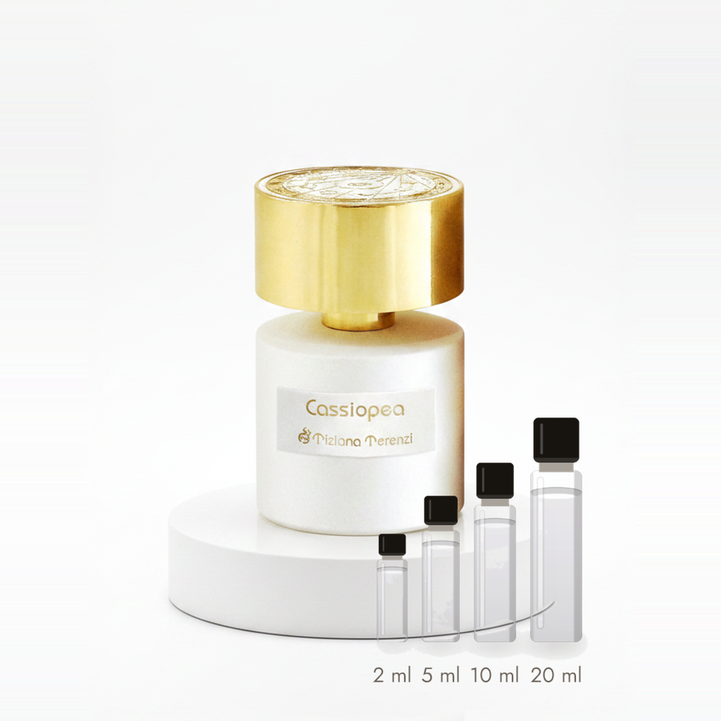 Tiziana Terenzi Cassiopea – Abfüllungen in 2, 5, 10 und 20 ml vor dem Originalflakon