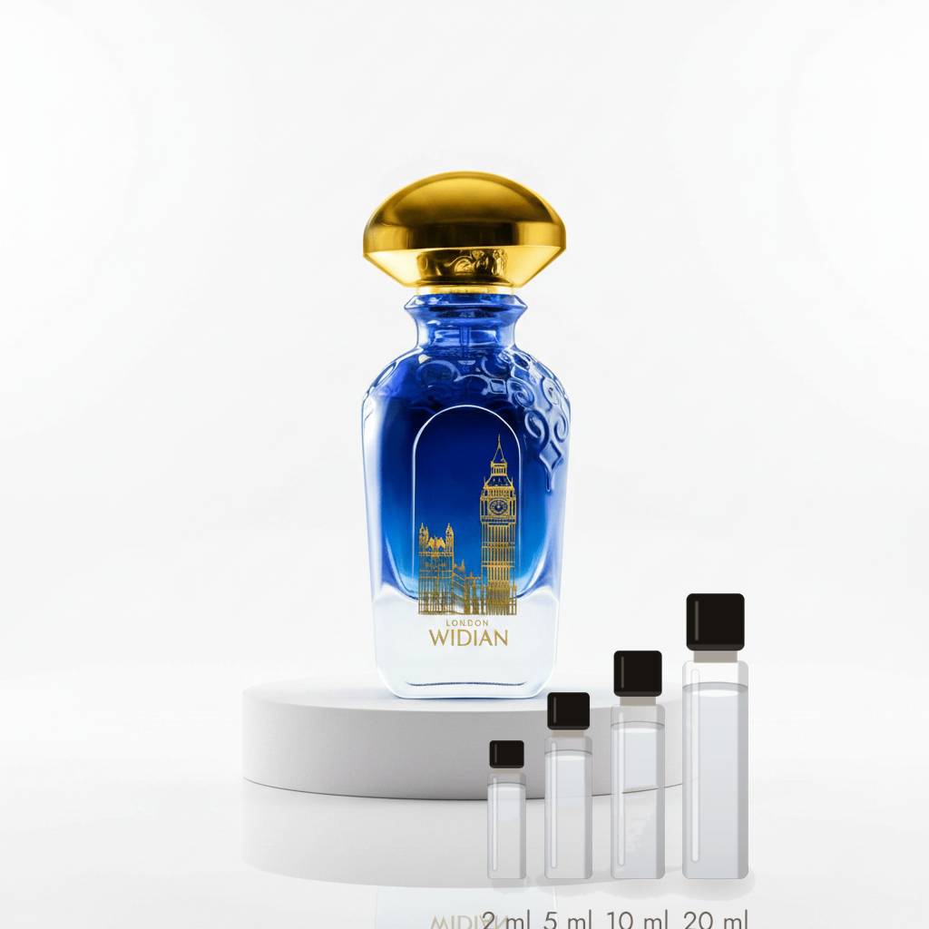Widian London – Abfüllungen in 2, 5, 10 und 20 ml vor dem Originalflakon